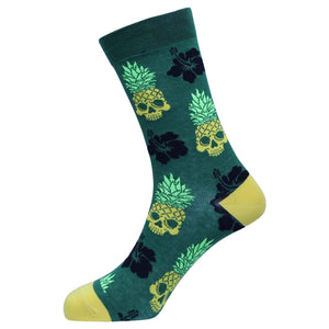 Sexy Socks - Pineskull Printed Cotton Crew Socks Unisex