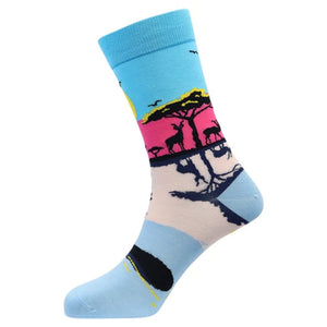 Sexy Socks - Sunset Safari Printed Bamboo Crew Socks Unisex