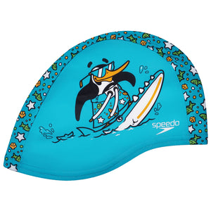 Speedo - Printed Polyester Cap Junior Chima Azure Blue/Fluro Green