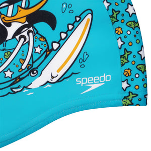 Speedo - Printed Polyester Cap Junior Chima Azure Blue/Fluro Green
