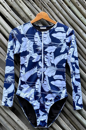 Surf Sense - Blue Abyss FZ Long Sleeve One Piece Swimsuit