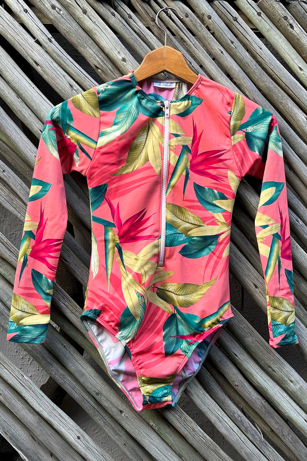 Surf Sense - Coral Strelitzia FZ Long Sleeve Swimsuit