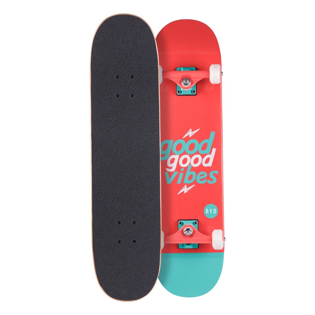 RYD Brand - Good Vibes Street Skateboard Coral Aqua