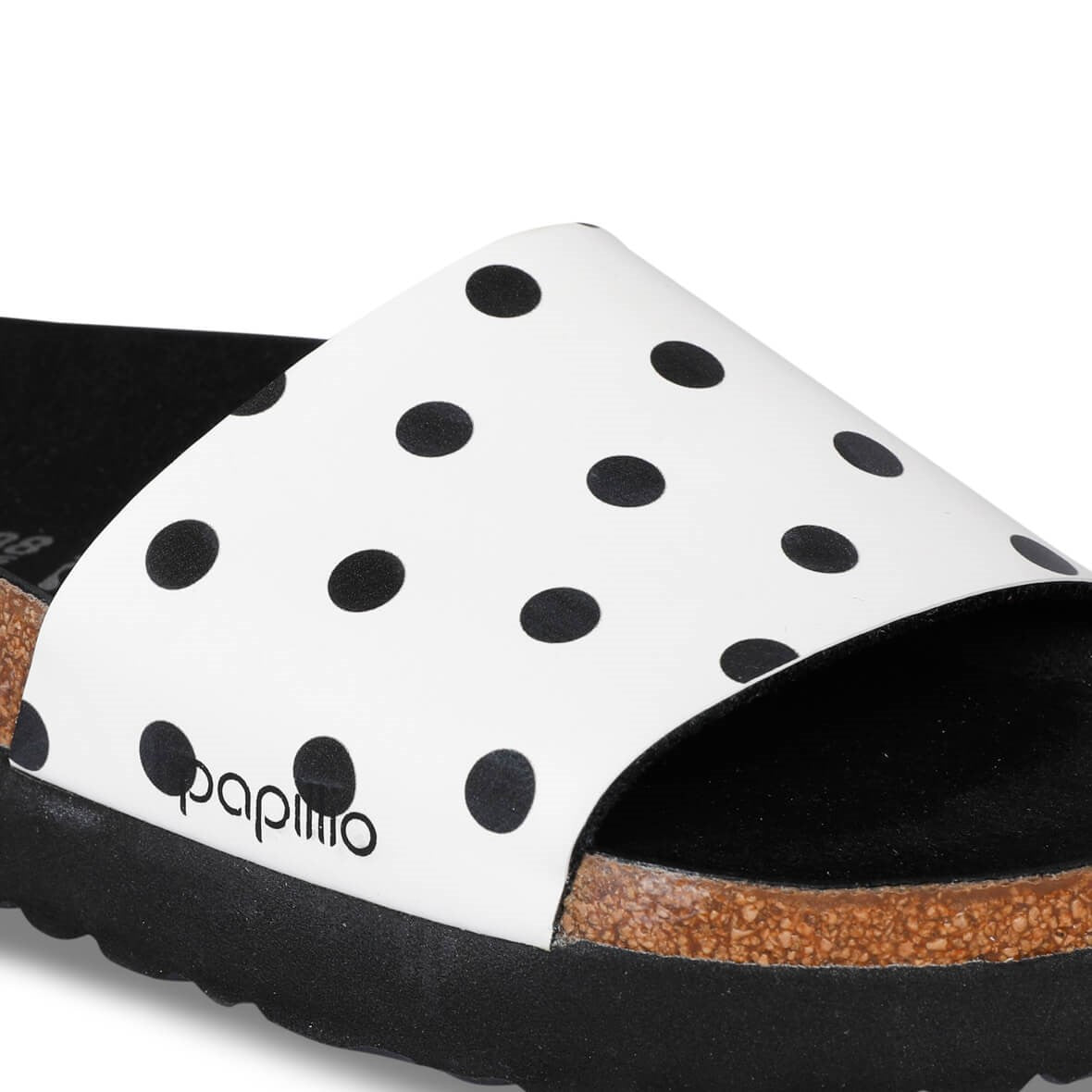 Birkenstock Papillio Cora White Black Dots Platform Slide Krystal Waters Krystal Waters Beach Boutique