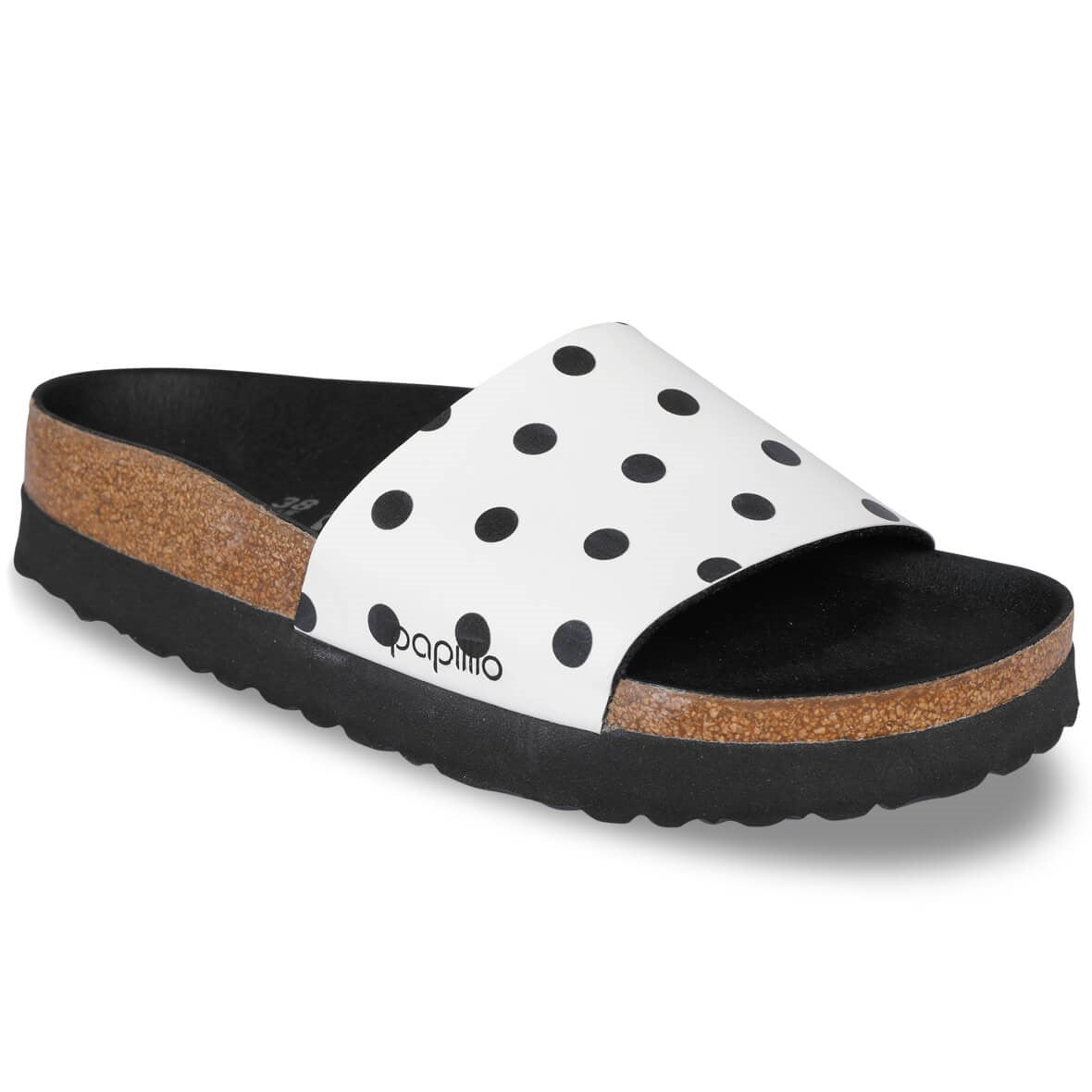Birkenstock Papillio Cora White Black Dots Platform Slide Krystal Waters Krystal Waters Beach Boutique